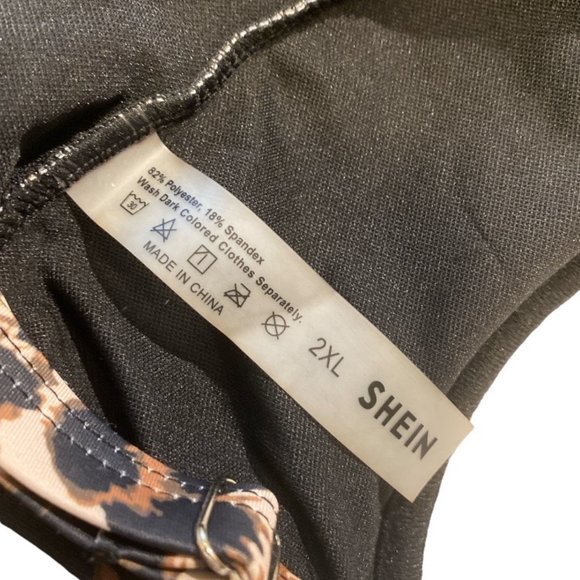 SHEIN Bikini Top Sz 2XL Leopard Print With Straps or Bandeau Front Lacing - Picture 8 of 11